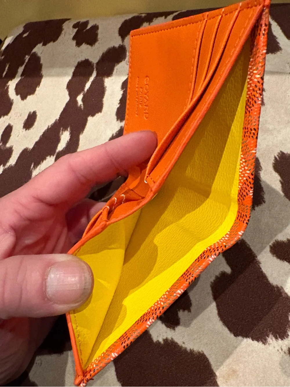 Goyard Orange Saint Sulpice Card Wallet / Slim Bifold Card Holder Made in France